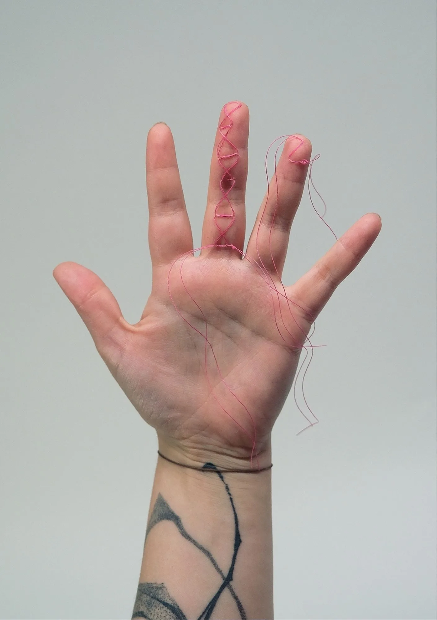 sewn together